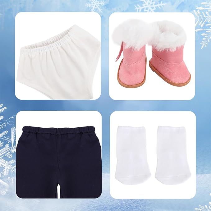 18 Inch Doll Clothes & Outfit Set-Thermal-Insulated Winter Wardrobe Bundle with Jacket,5 Seasonal Colors for 18in Dolls (Arctic Animal/Snowflake Patterns)