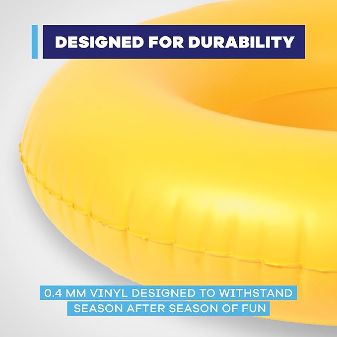 GAME 51817-BB Derby Duck Childs Ring 3 Pack - Small Inflatable Float, Summer Pool & Beach Swim Floaties for Kids Ages 3+ Up to 70 lbs., Water Fun Accessories, 2’ Long x 2.5’ Wide with 10” Center