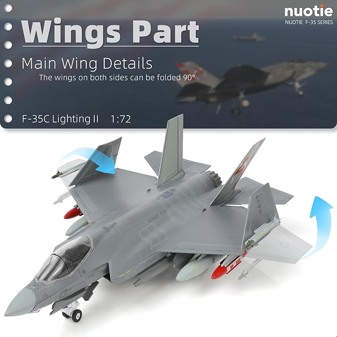 F-35C Lightning 1/72 Metal Fighter Model Kits with Stand VX-23 3 Versions ABC Diecast Alloy Jet Replica Pre-Build Military Aircraft Collection for Display or Gift (USN VX-23 73)