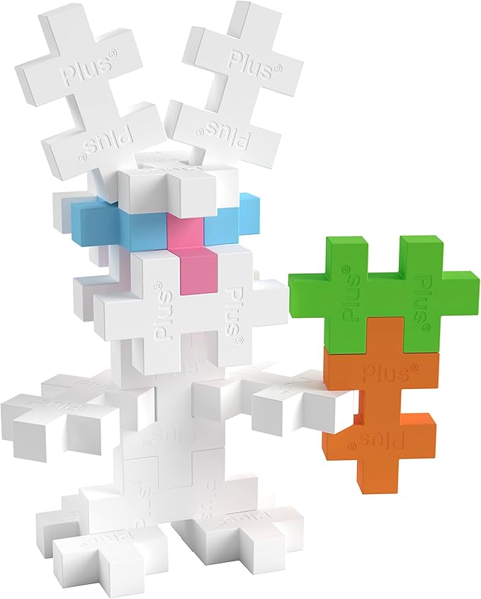 PLUS PLUS Big - 15 Piece Bunny Tube- Construction Building Stem/Steam Toy, Interlocking Large Puzzle Blocks for Toddlers and Preschool