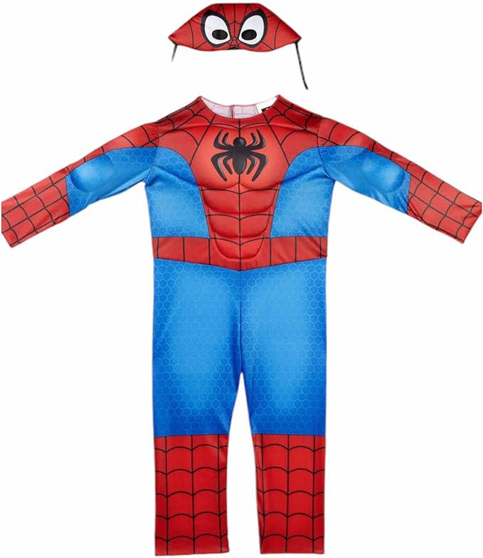 Jazwares Toddler SPIDEY Spiderman Marvel Spidey & His Amazing Friends Halloween Costume with Paded Jumpsuit & Fabric Mask