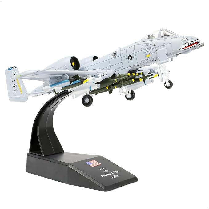 1/100 A-10 Attack Pre-Build Diecast Metal Aircraft Model Kits Thunderbolt II (Warthog) VX-23 Replica Military for Display Collection or Gift