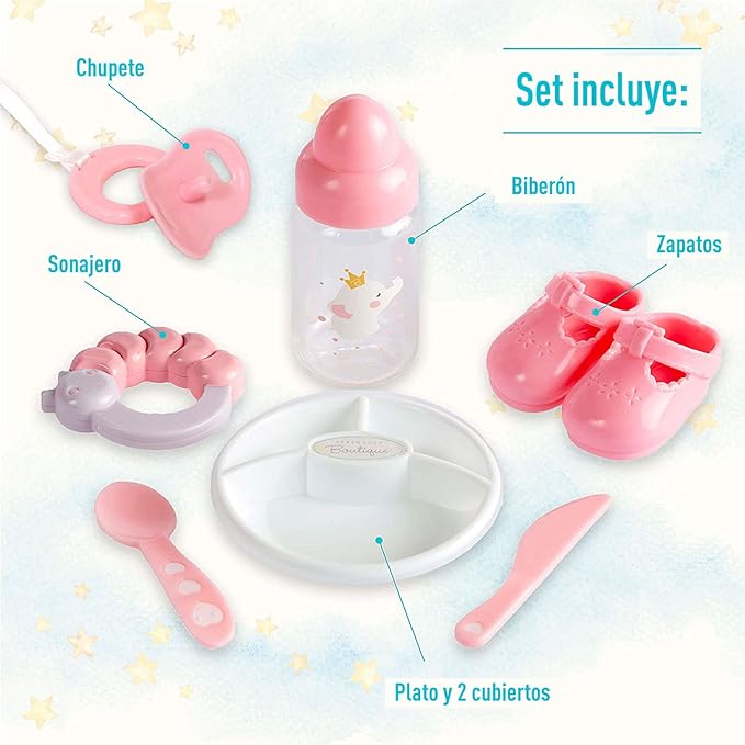 15" Realistic Soft Body Baby Doll with Open/Close Eyes | JC Toys - Berenguer Boutique | 10 Piece Gift Set with Bottle, Rattle, Pacifier & Accessories | Pink | Ages 2+