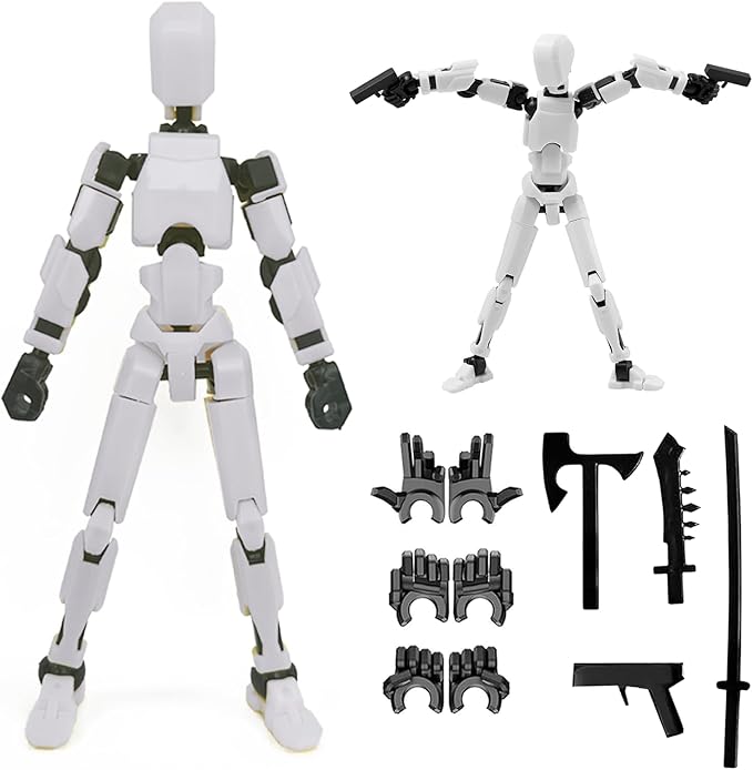 (Assembly Completed) 2025 New Titan 13 Action Figure Set,Lucky Robot 13 Action Figures,Multi-Jointed Movable Action Figure,Nova 13 Figure for Collectors Desktop Decorations(a-White)