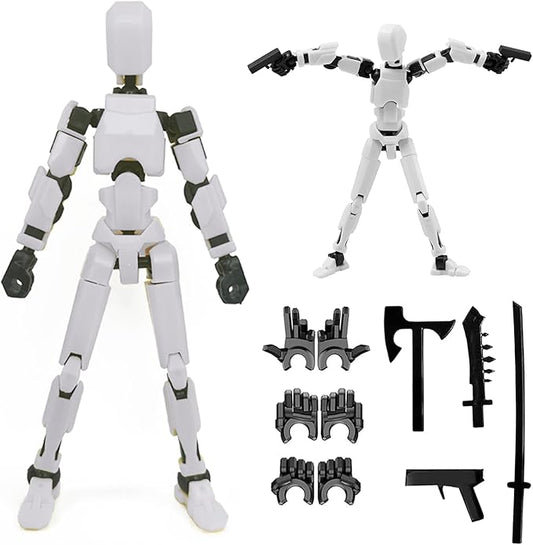 (Assembly Completed) 2025 New Titan 13 Action Figure Set,Lucky Robot 13 Action Figures,Multi-Jointed Movable Action Figure,Nova 13 Figure for Collectors Desktop Decorations(a-White)