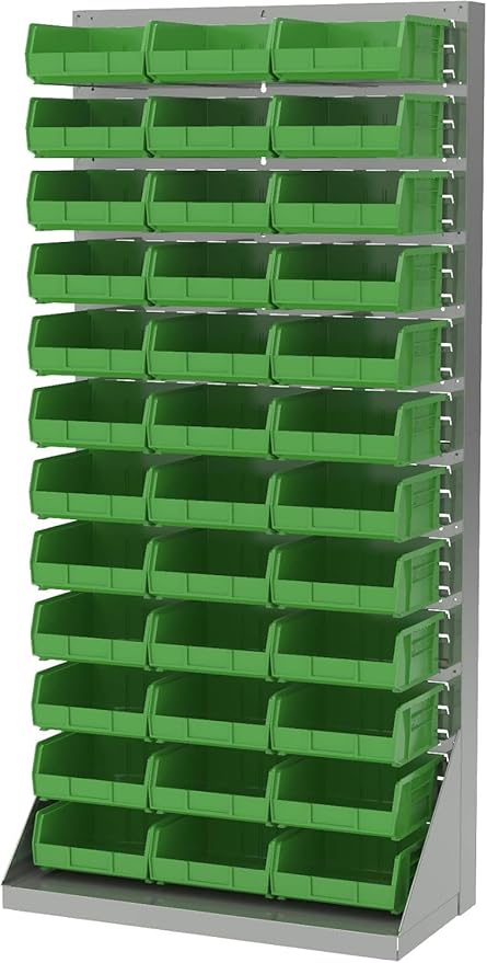 Akro-Mils 30235 AkroBins Plastic Storage Bins, Space-Saving Stackable Bins for Garage, Pantry, Craft Organization, 11-" x 11-" x 5-", Black, 6-Pack