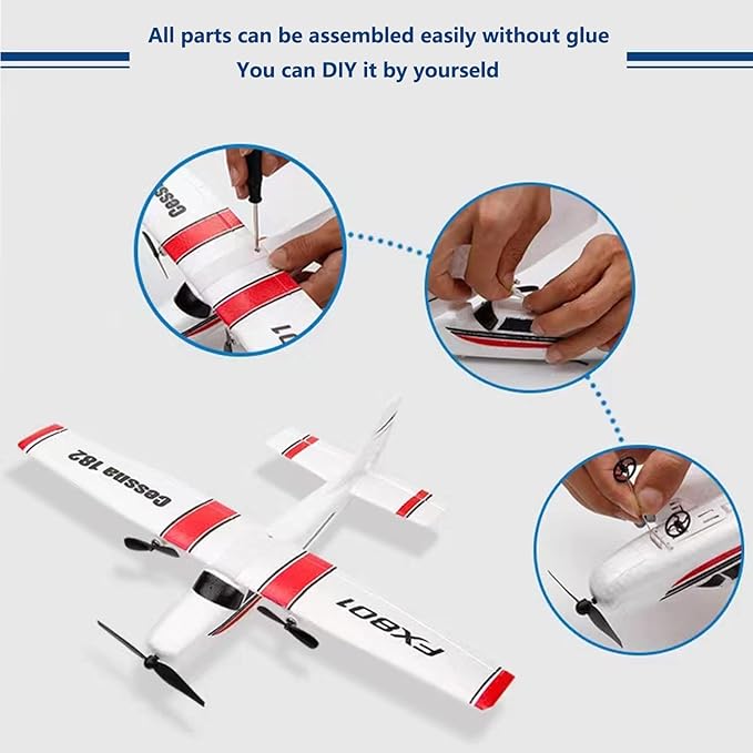 RC Plane 2.4Ghz 2 Channels EPP Foam Remote Control Airplane Radio Control Cessna Aircraft Easy to Fly RC Glider Toys for Kids, Boys and Beginners with 3 Batteries