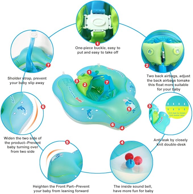 Swimming Ring with Adjustable Seat Pocket,Baby Swimming Pool Floats,Removable Floating Ball,New Upgrade Baby Swim Ring for Ages 6-36 Months Infant Toddler