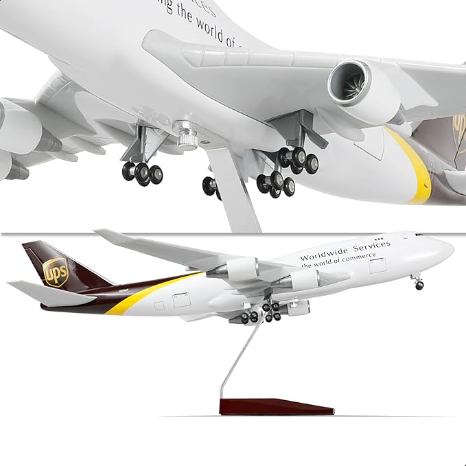 for UPS 1/160 747 Large Scale Model Airplane with Stand for Boeing 747-400 Pre-Build Aircraft Model Kit for Adult (17-inch L) Aviation Enthusiasts Cargo Plane Gift or Airplane Collections