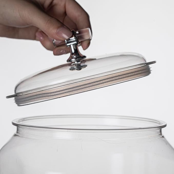 152oz Plastic Food Storage Jar with Airtight Seal Lid, Square Kitchen Counter Container for Cookies, Candy, Pasta, Dry Goods for Pantry Organization，4.5L