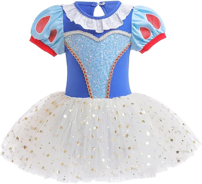 DYMCII Baby Girls Princess Ballet Dress Short Sleeve Leotards Skirted Tutu Dancewear Halloween Christmas Party Fancy Costume