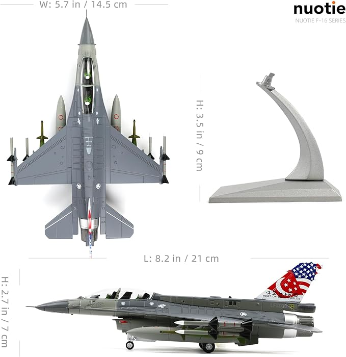 1/72 Scale F-16D Fighting Falcon Airplane Pre-Build Model Kits Finished Diecast Aircraft Metal Fighter Jet Model Display Collection or Gift (F-16D Singapore)