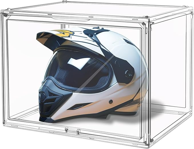 Clear Stackable Plastic Storage Bins with Lid, Dustproof Display Cases, Extra Large Figures Collectibles Showcase, Boot & Shoe Boxes, Helmet Protection Organizer (Transparent, XL-3 Pack)