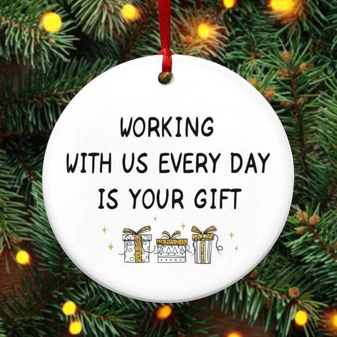 OASSIE Christmas Funny Gifts for Friends Women - Ceramic Christmas Ornaments Tree 2025 for Tree Decorations - Coworker Gifts for Women, Friend Gift for Work Bestie, Home Decorations Friends Ornament