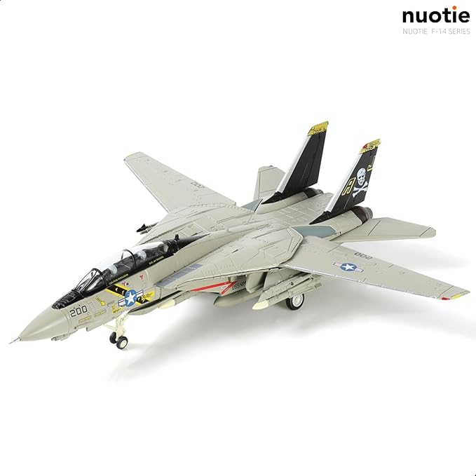 1/100 F-14 Tomcat Fighter Aircraft Model Fighter U.S. Navy VF-84 Jolly Rogers Airplane Model with Display Stand Pre-Built Military F14 Plane (VF-84) Collection Gift for Adults