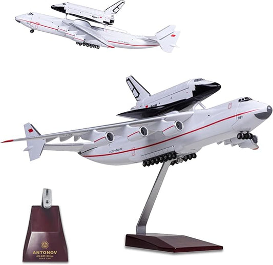 Large Model Airplane, 1/200 Ukraine Antonov 225 Model Airplane, Resin Aircraft Model Transport Airplane Model for Aircraft Enthusiasts Collection and Home Office Desk Decor (An-225+Spacecraft)