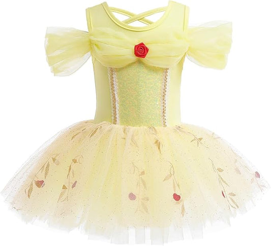 DYMCII Baby Girls Princess Ballet Dress Short Sleeve Leotards Skirted Tutu Dancewear Halloween Christmas Party Fancy Costume