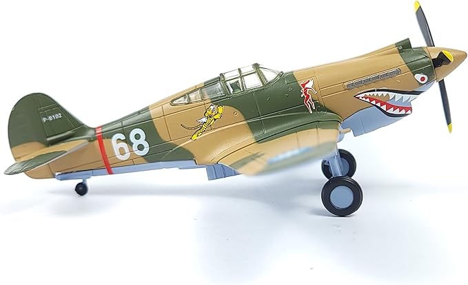 1/72 P-40C War Hawk Flying Tigers Fighter Model World War II Vintage Warplane Metal Diecast Aircraft Military Display Airplane for Display Collection or Gift, Yellow