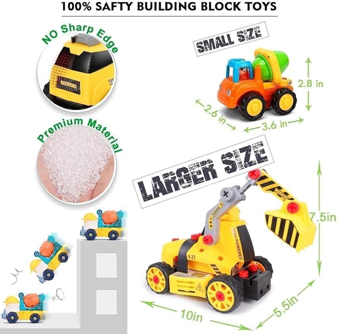 7 in 1 Take Apart Toys with Electric Drill Take Apart Truck Toys Construction Set DIY Engineering Building Toy Push Go STEM Toy Gift for Boys Toys Ages 4-7 Years Old