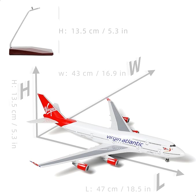 British VAA 1/160 747 Large Scale Model Airplane with Stand for Boeing 747-400 Pre-Build Model Plane Kits for Adult (17-inch L) Aviation Enthusiasts Aircraft Gifts or Airplane Collections
