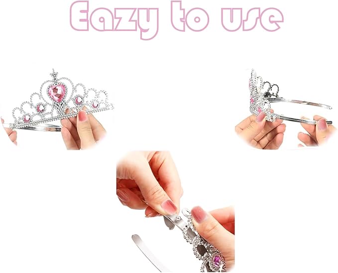 S & E TEACHER'S EDITION 60 Pcs Princess Pretend Play Dress Up Set 12 Crowns 12 Wands 24 Rings 12 Nacklaces Princess Jewelry Toys for girls Costume Party Accessories