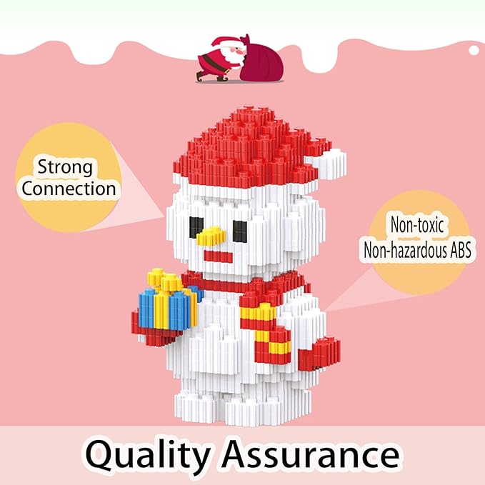 Christmas Building Blocks Snowman Compatible with Lego Christmas Micro Blocks Stacking New Toys Holiday Present Box New Year Birthday Gifts for Kids 7 8 9 10 11 12 Years Old (Snowman)