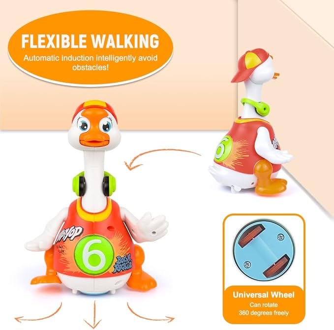 Woby Baby Musical Toy Dancing Singing Talking Walking Hip Hop Swing Goose Cool Educational Toy Gift for 1 2 3 Year Toddlers Kids Boys Girls