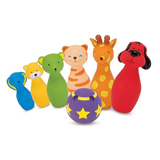 Melissa & Doug K’s Kids Bowling Friends Set, Soft Animal-Themed Pins & Ball with Carry Case, Travel-Friendly Bowling Game Sports Toy, Indoor & Outdoor Toddler Toys for Kids Ages 2+