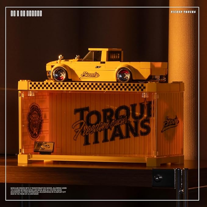 PB8842 1:32 Freedom Cruiser Pickup Truck Buliding Blocks Set, 324 Pieces Car Scale Model Toy with Display Container, Clamping Blocks STEM Gift for Adults