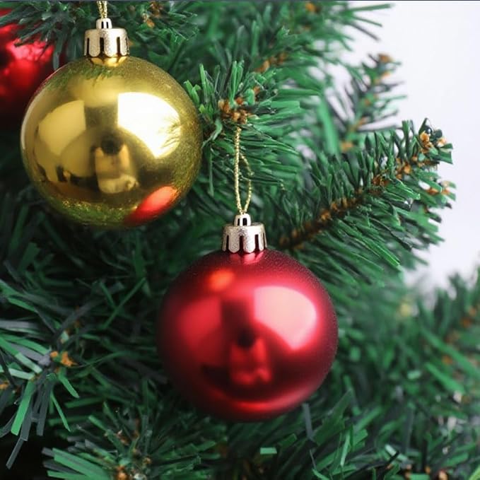 24 Inch Tabletop Mini Christmas Tree, Miniature Pine Christmas Tree with Hanging Ornaments, Battery Operated Artificial Xmas Tree, Best DIY Christmas Decorations