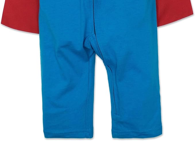 WARNER BROS. Justice League Batman Superman Lightweight Breathable Baby Zip Up Costume Coverall with Cape Newborn to Kid