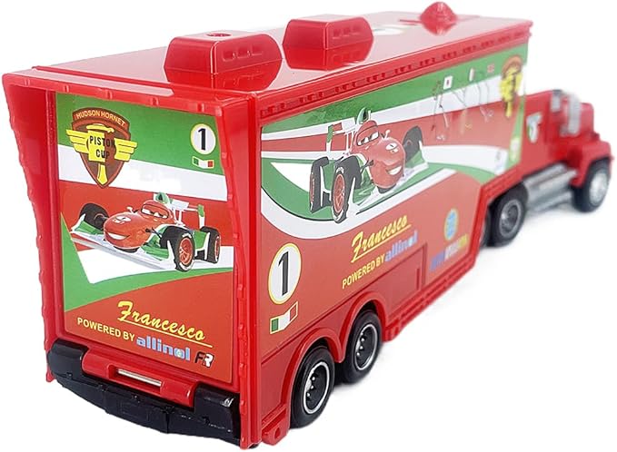 Portable Mini Toy Car and Truck Set 1:55 Diecast Model Metal Body Racers for Preschool Kids Ages 3+ Years (F1-Red)