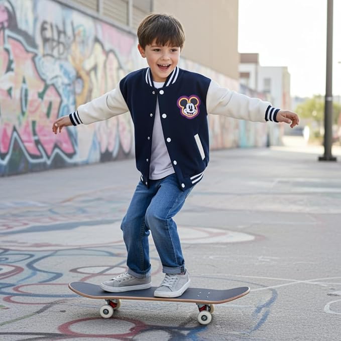 Disney Minnie Mickey Stitch Princess Frozen Elsa Marvel Jacket Lightweight Coat Button up Color Block Sweatshirt 2-14 Years