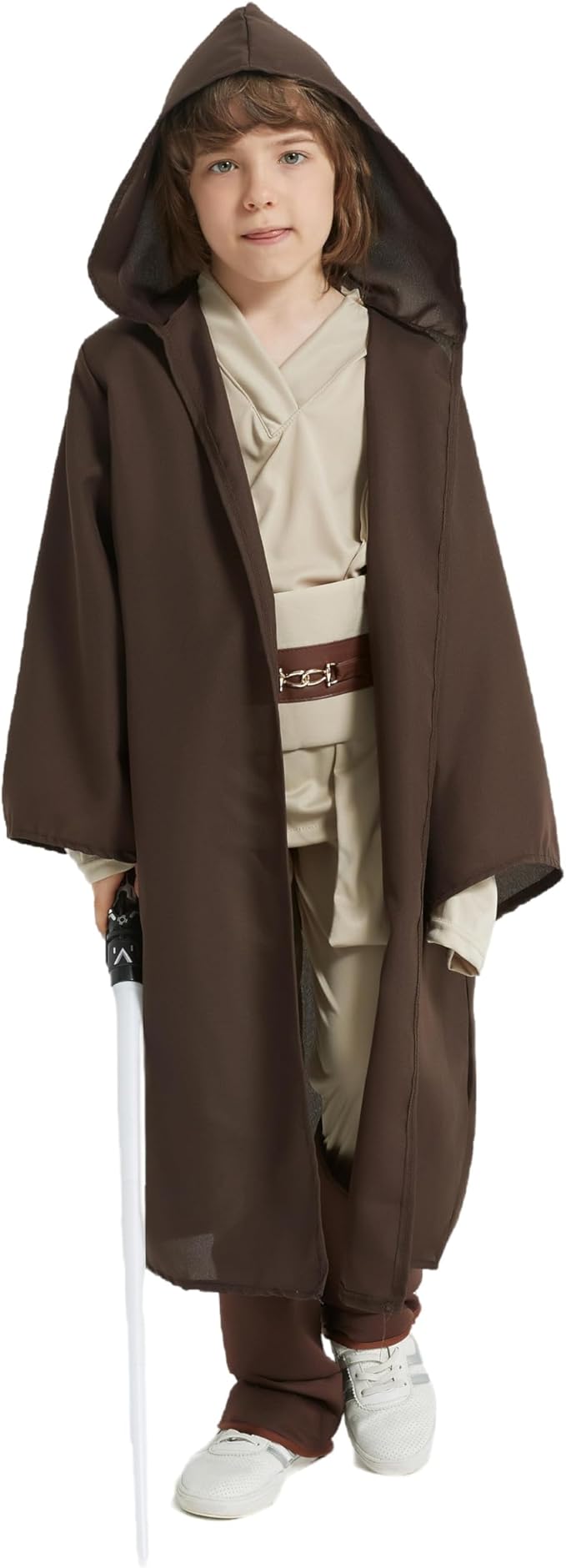 5-Piece Set Kids Costume Classic Outfit Halloween Costume Set for Boys Girls Hooded Robes Brown Version