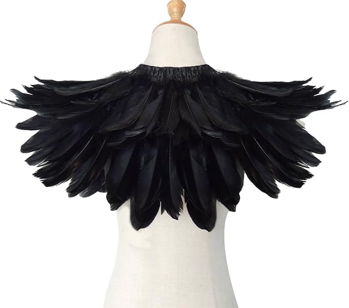 L'VOW Gothic Black Feather Shrug Cape Shawl Halloween Costume for Men