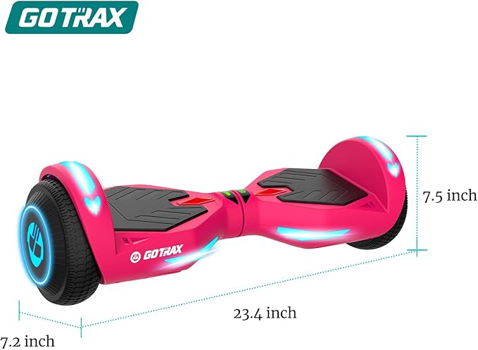 Gotrax Hoverboard with 6.5" LED Solid/Offroad Tires, Max 5/6 Miles Range, 6.2mph Power by Dual Brushless Motor, UL2272 Certified and 65.52Wh/93.6Wh Battery Self Balancing Scooter for 44-176lbs