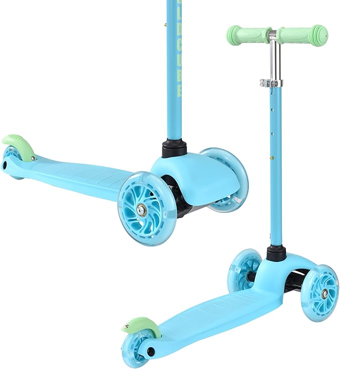 Teeny | 3 Wheel Scooter for Kids & Toddlers Ages 2-6 Years | Flashing Wheels | Height Adjustable 53 to 70 cm | My First Scooter
