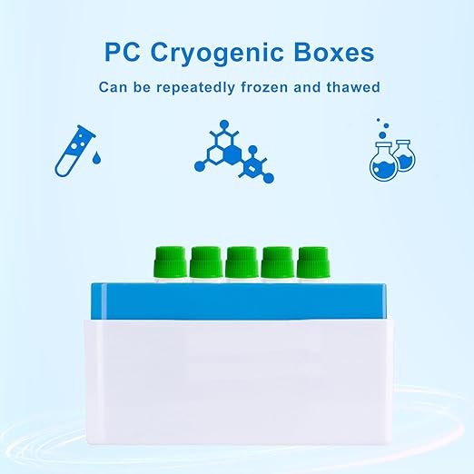 81-Well PC Cryoboxes 3.75in Laboratory Freezer Boxes Vial Storage Box, Assorted Colors, Case of 20