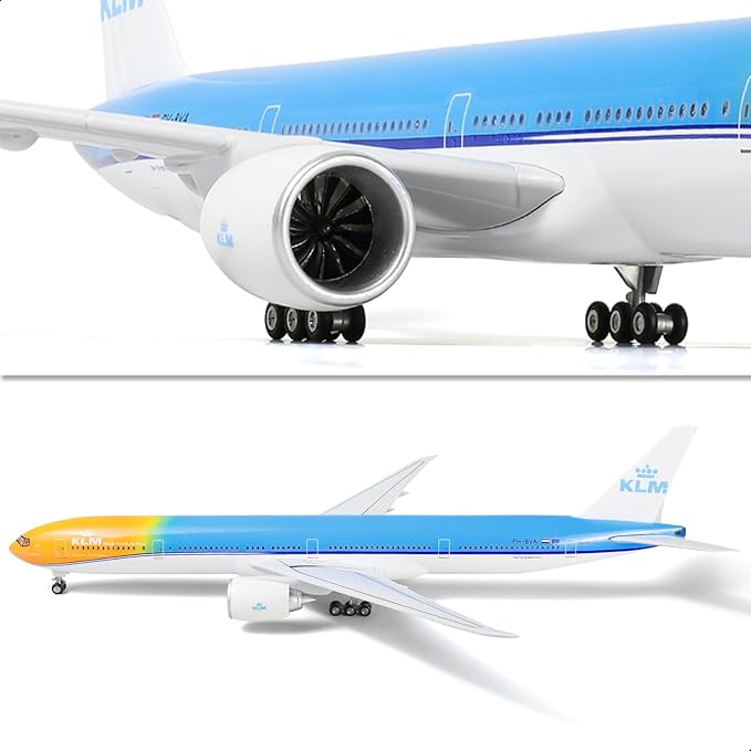1/150 Boeing 777-300ER NL-KLM (Orange Pride) 18.5 inchs Large Model Diecast Airplane Model Kits with Stand Airlines Models Display Collectible for Aviation Enthusiast Gift