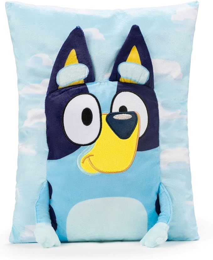 Bluey 3D Snuggle Pillow - Super Soft Blue Plush Pillow - Measures 15 Inches