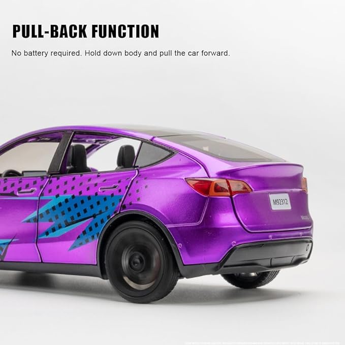 1/24 Model Y Toy Cars Alloy Diecast Model, Pull Back Model Y M-odel Car with Light, Big Mo-del Y Diecast Cars Mode-l Toy Suitable for Kids Adults Birthday Gift (Purple)