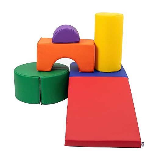 FDP SoftScape Playtime and Climb Multipurpose Playset for Infants and Toddlers 10m-2yrs; For Crawlers and Little Builders, Learn Gross Motor Skills at Home or Daycare (6-Piece) - Assorted, 12364-AS