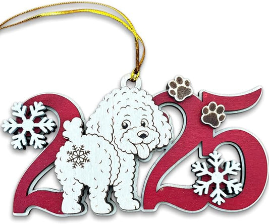 2025 Poodle Christmas Ornament – Wooden Dog Ornament for Tree, Cute Puppy Holiday Decoration, Personalized Pet Keepsake Gift for Women, Men, Kids, Dog Mom & Dad
