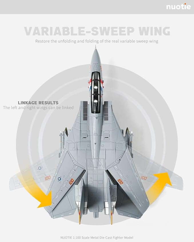 F-14A Tomcat 1/100 Metal Airplane Model Kits with Stand VF-2 Bounty Hunters DieCast Alloy Fighter Model Jet Pre-Build Military Aircraft Collection for Display or Gift