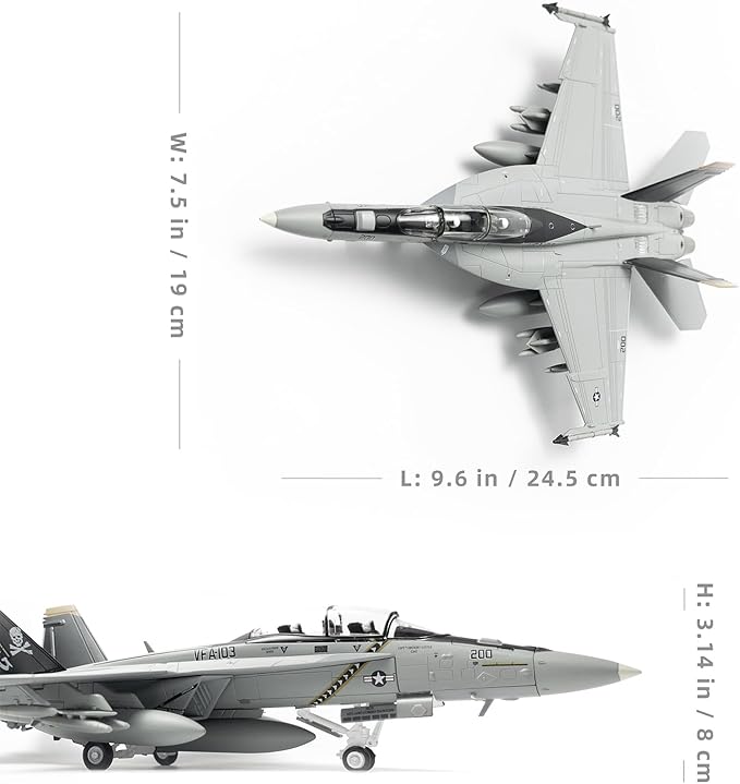 F/A-18F Super Hornet 1/72 Metal Airplane Model Kits with Stand VFA-103 Jolly Rogers Diecast Alloy Attack Jet Replica PreBuild Military Aircraft Collection for Display or Gift