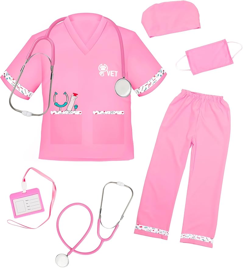 ANPHILE Kids Veterinarian Costume, Kids Doctor Vet Costume Outfit Pretend Play Dress Up Set for Career Day