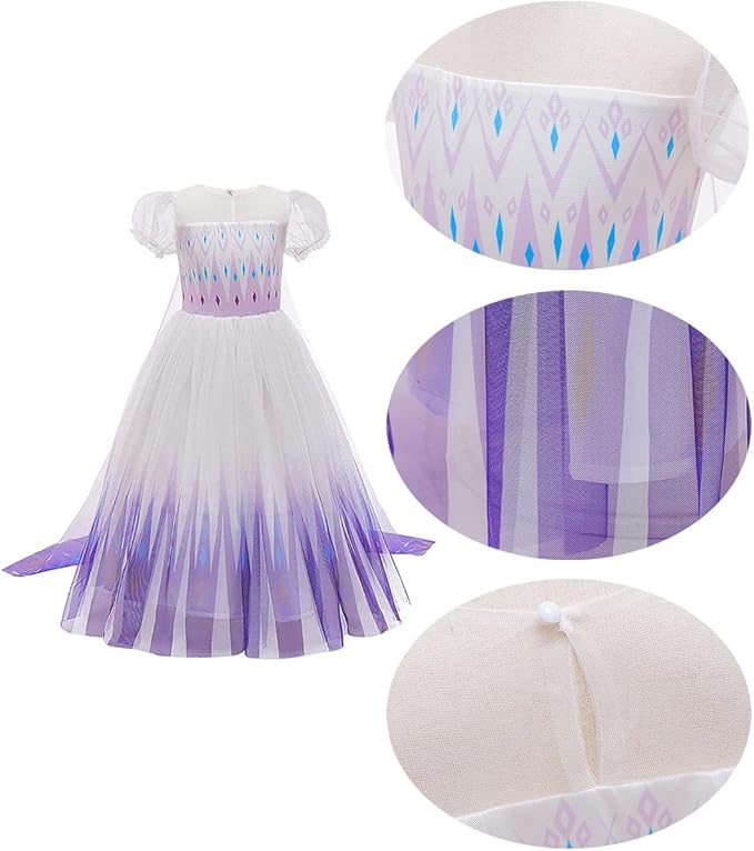 REXREII Little Girls Princess Dress Frozen Elsa Costume Halloween Cosplay Christmas Birthday Party Gown w/Accessories