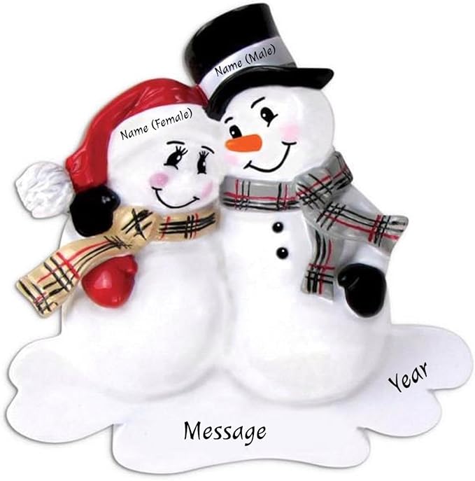 2024 Personalized Ornament Snowman Couple Christmas Tree Wedding Family Custom Customized Glittered Decoration Pregnant - Free Personalization
