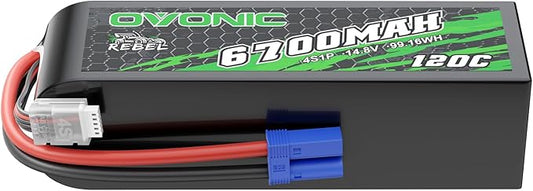OVONIC 14.8V 120C 6700mAh 4S Lipo Battery with EC5 Plug for RC Car Boat Truck Helicopter Airplane Racing Models