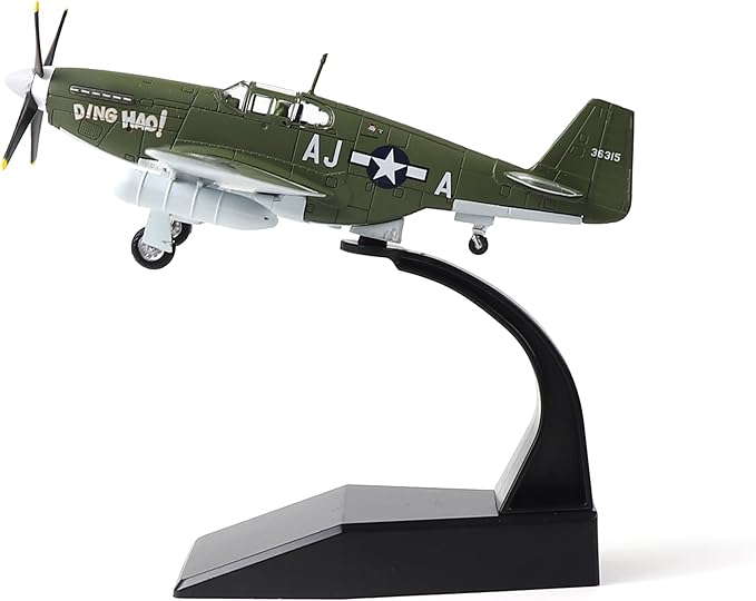 P51-B Mustang (Ding Hao) 1/72 Metal Airplane Model Kit with Stand WWII Diecast Alloy Fighter Model Vintage Combat Plane Prebuild Military Aircraft Collection for Display or Gift